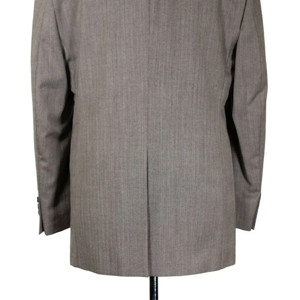 Ralph Lauren Mens Blazer Brown Herringbone Wool Lined Suit Jacket Sport Coat 38R